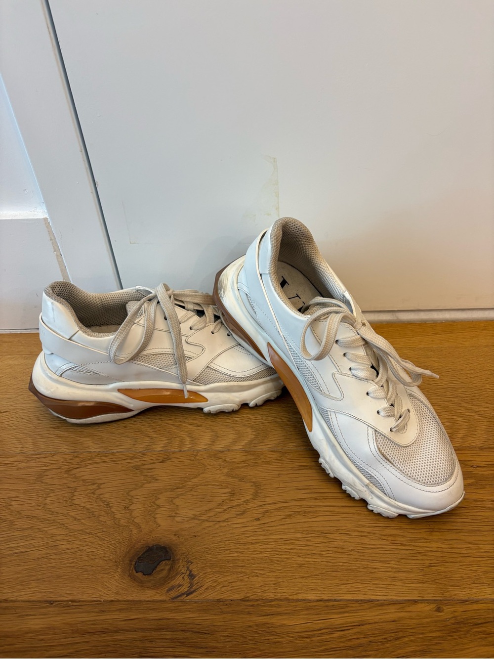 Valentino White Sneakers with Tan Accents
